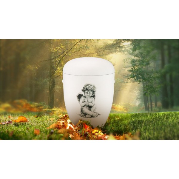 Biodegradable Cremation Ashes Funeral Urn / Casket - SITTING CHERUB (B)